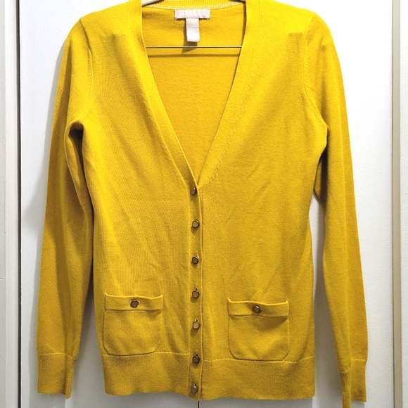 Banana Republic Golden Yellow Knit Cardigan Sweater size S - Picture 2 of 13